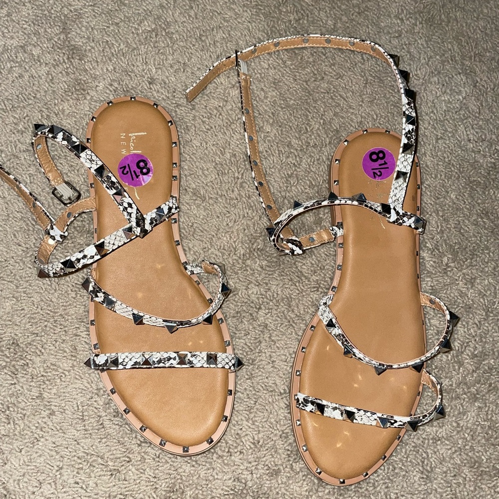 snake skin strappy sandals